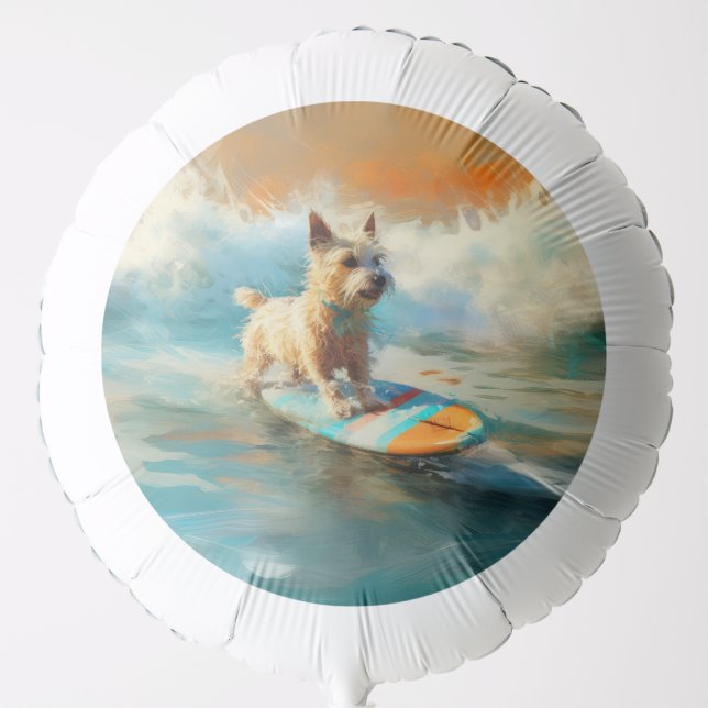 Biewer Terrier Beach Surfing Painting  Balloon (Front)