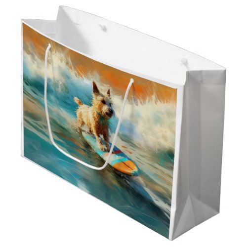 Biewer Terrier Beach Surfing Painting  Large Gift Bag