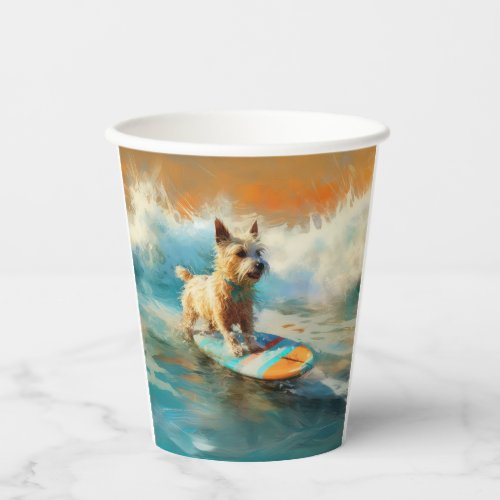 Biewer Terrier Beach Surfing Painting  Paper Cups