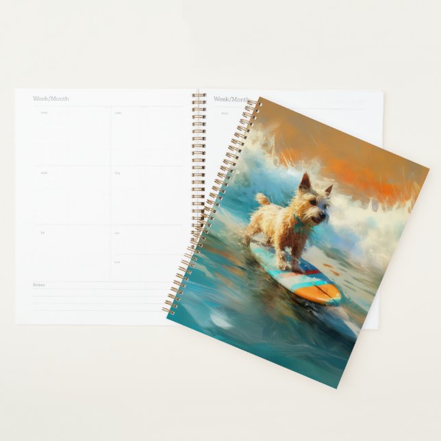 Biewer Terrier Beach Surfing Painting  Planner (Display)