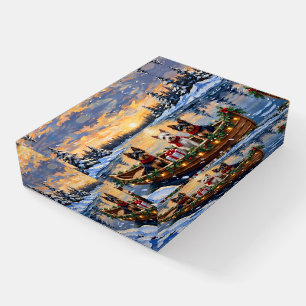 Biewer Terrier Christmas Boat Holiday Paperweight