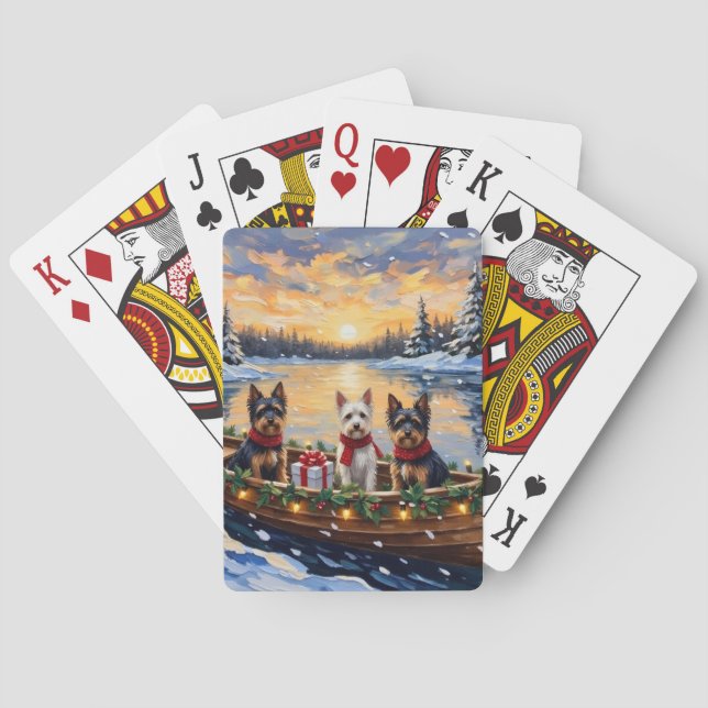 Biewer Terrier Christmas Boat Holiday Poker Cards (Back)