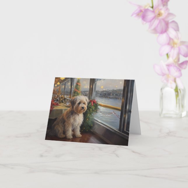 Biewer Terrier Christmas Cruise: Pawsome Holiday  Card (Orchid)