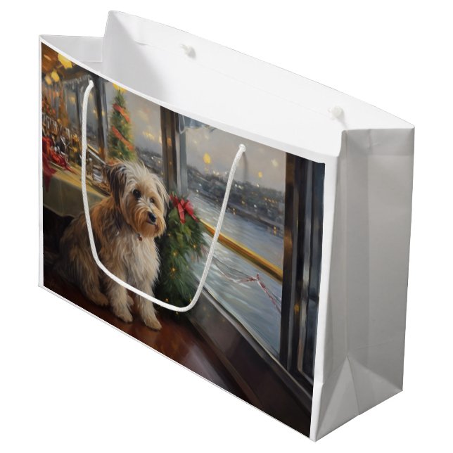 Biewer Terrier Christmas Cruise: Pawsome Holiday  Large Gift Bag (Front Angled)