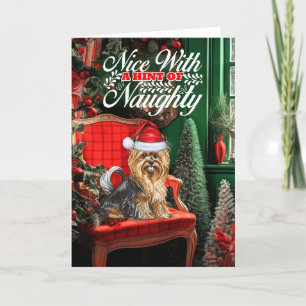 Biewer Terrier Christmas Dog Naughty or Nice Holiday Card