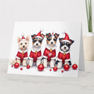 Biewer Terrier Christmas Dress Santa Hat Card