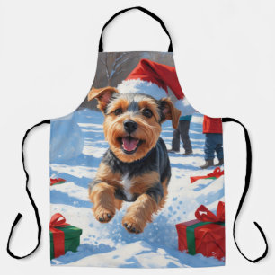 Biewer Terrier Christmas Festive Snow Scene  Apron