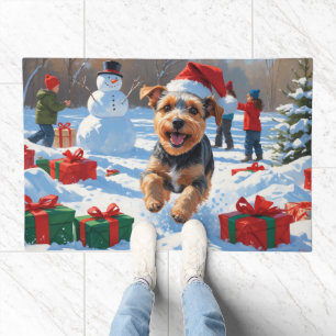 Biewer Terrier Christmas Festive Snow Scene  Doormat