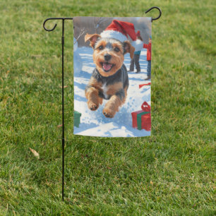 Biewer Terrier Christmas Festive Snow Scene  Garden Flag