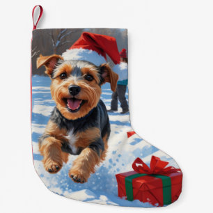Biewer Terrier Christmas Festive Snow Scene  Small Christmas Stocking