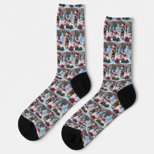 Biewer Terrier Christmas Festive Snow Scene Socks