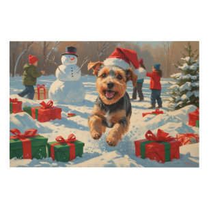 Biewer Terrier Christmas Festive Snow Scene  Wood Wall Art