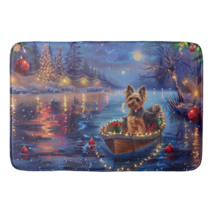 Biewer Terrier Christmas Festive Voyage Bath Mat