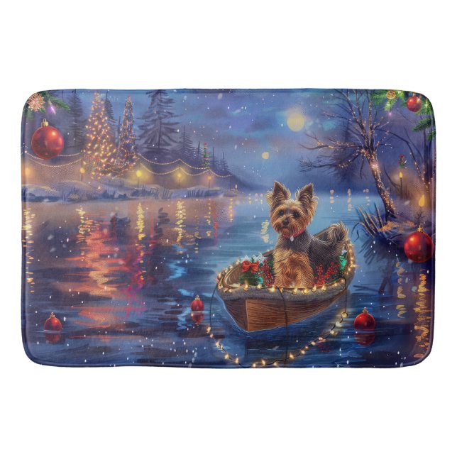 Biewer Terrier Christmas Festive Voyage Bath Mat (Front)