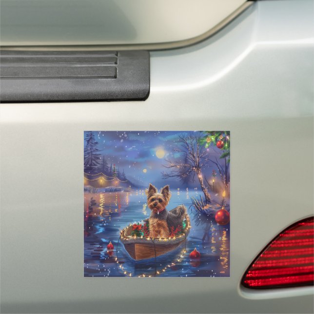 Biewer Terrier Christmas Festive Voyage Car Magnet (In Situ)