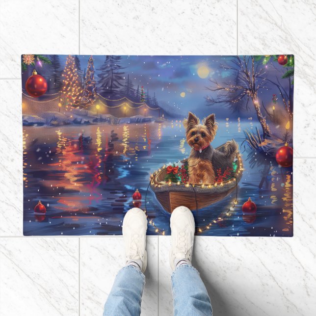Biewer Terrier Christmas Festive Voyage Doormat (Indoor)