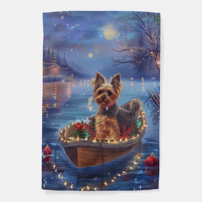 Biewer Terrier Christmas Festive Voyage Garden Flag (Front)