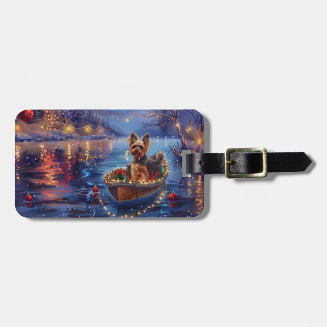 Biewer Terrier Christmas Festive Voyage Luggage Tag (Front Horizontal)