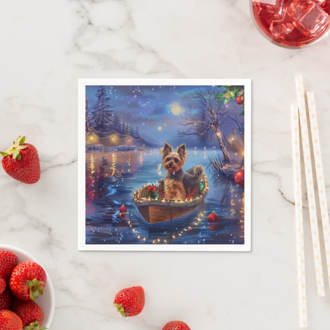 Biewer Terrier Christmas Festive Voyage Napkins (Insitu)