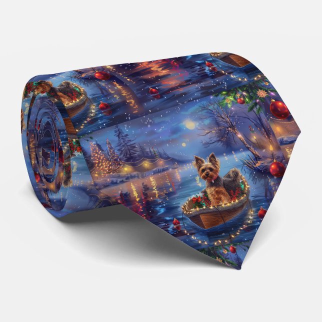 Biewer Terrier Christmas Festive Voyage Neck Tie (Rolled)