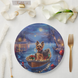Biewer Terrier Christmas Festive Voyage Paper Plates