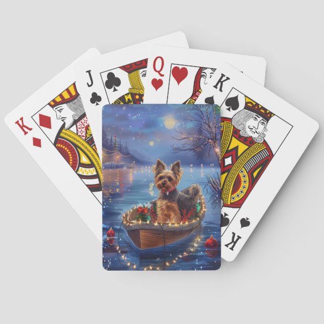 Biewer Terrier Christmas Festive Voyage Poker Cards (Back)