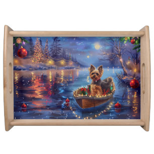 Biewer Terrier Christmas Festive Voyage Serving Tray