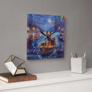Biewer Terrier Christmas Festive Voyage Square Wall Clock