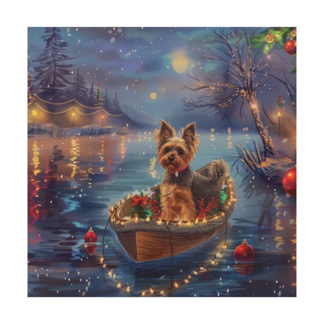 Biewer Terrier Christmas Festive Voyage Wood Wall Art (Front)