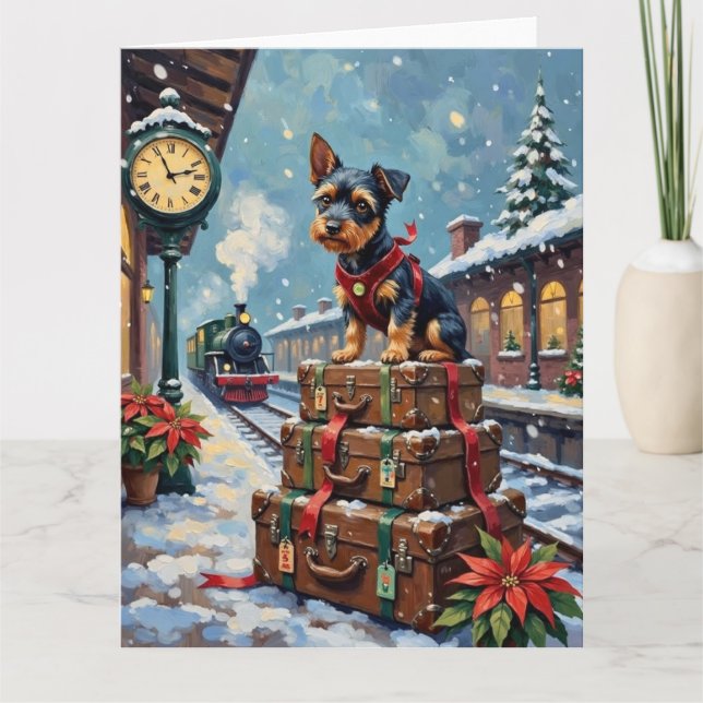 Biewer Terrier Christmas Holiday Travel Card (Front)