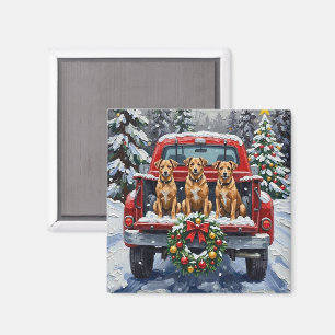 Biewer Terrier Christmas Red Truck Holiday Magnet