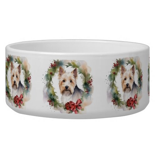 Biewer Terrier Christmas Wreath Festive Pup  Bowl