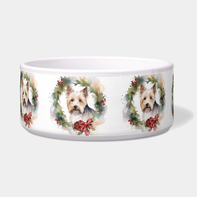 Biewer Terrier Christmas Wreath Festive Pup  Bowl (Front)