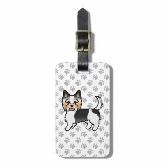 Biewer Terrier Cute Cartoon Dog &amp; Custom Text Luggage Tag