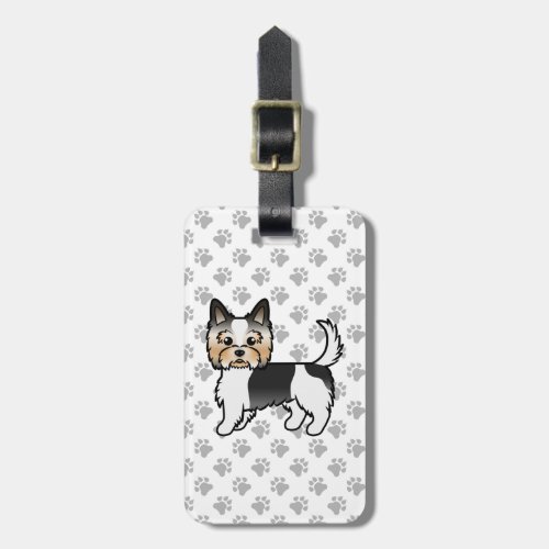 Biewer Terrier Cute Cartoon Dog  Custom Text Luggage Tag