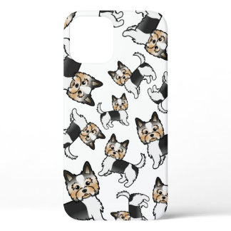 Biewer Terrier Cute Cartoon Dog Pattern iPhone 12 Case