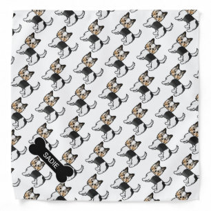 Biewer Terrier Cute Cartoon Dog Pattern & Name Bandana