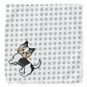 Biewer Terrier Cute Cartoon Dog & Paws Bandana