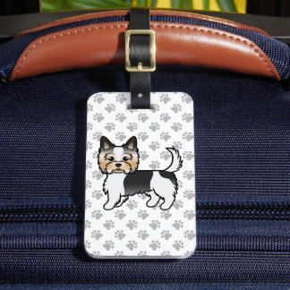 Biewer Terrier Cute Cartoon Dog &amp; Text Luggage Tag