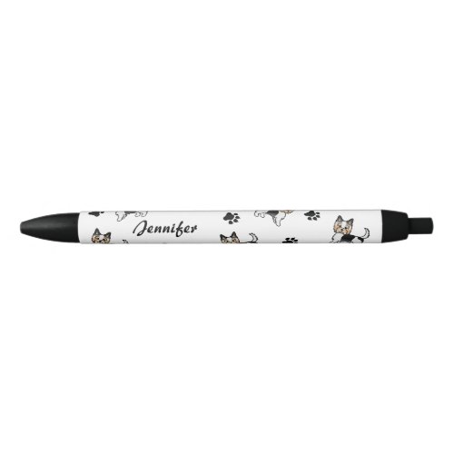 Biewer Terrier Cute Cartoon Dog With Paws  Name Black Ink Pen