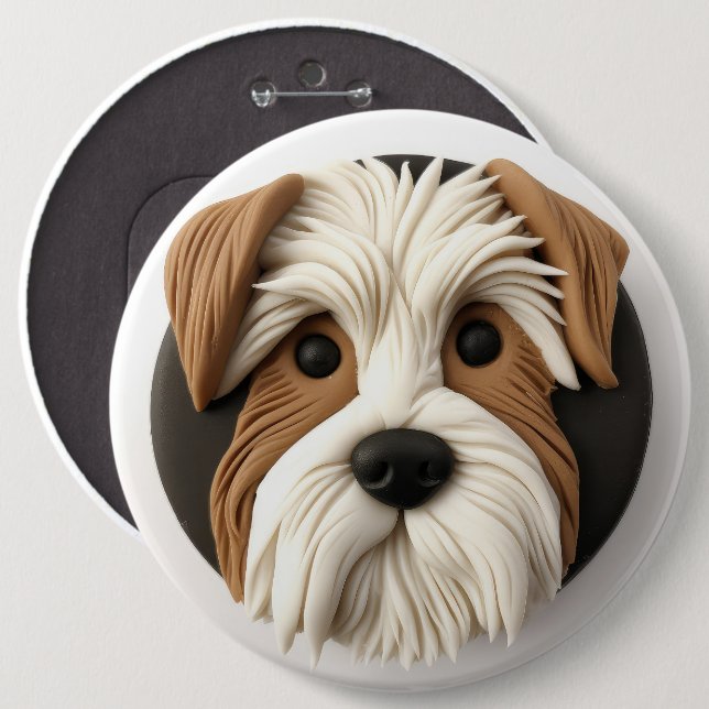 Biewer Terrier Dog 3D Inspired Button (Front & Back)