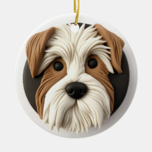 Biewer Terrier Dog 3D Inspired Ceramic Ornament