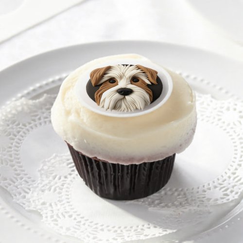 Biewer Terrier Dog 3D Inspired Edible Frosting Rounds