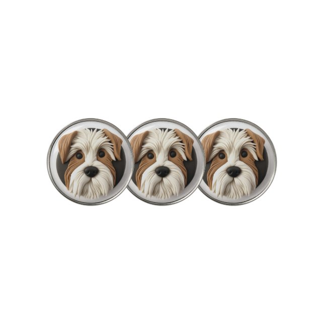Biewer Terrier Dog 3D Inspired Golf Ball Marker (3 Up)