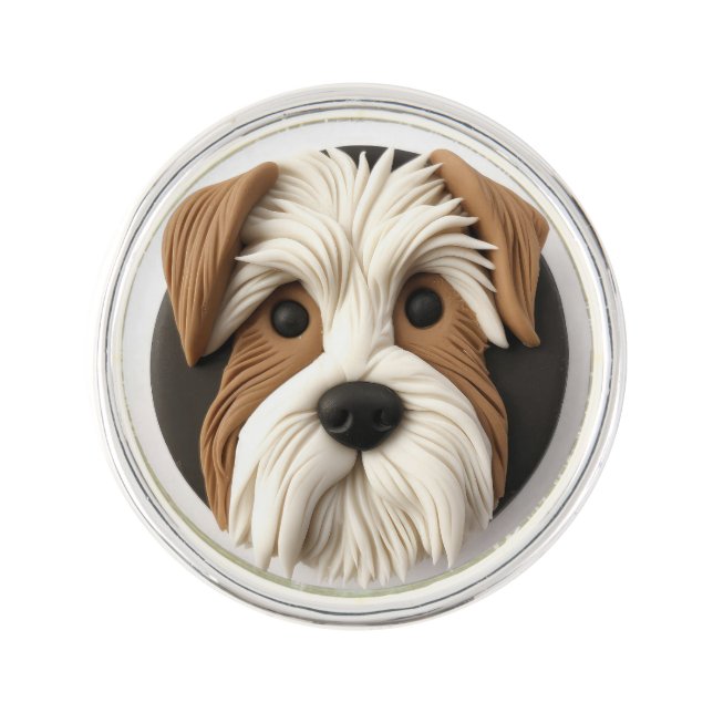 Biewer Terrier Dog 3D Inspired Lapel Pin (Front)