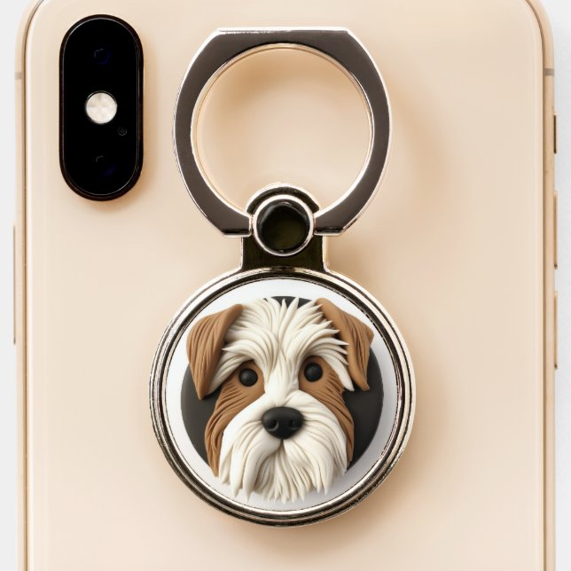 Biewer Terrier Dog 3D Inspired Phone Ring Stand (Close Up)
