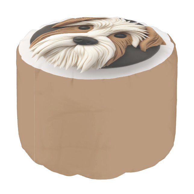 Biewer Terrier Dog 3D Inspired Pouf (Angled Back)