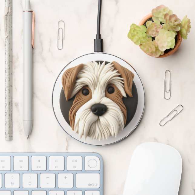 Biewer Terrier Dog 3D Inspired Wireless Charger (Desk)