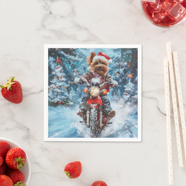 Biewer Terrier Dog Christmas Napkins (Insitu)