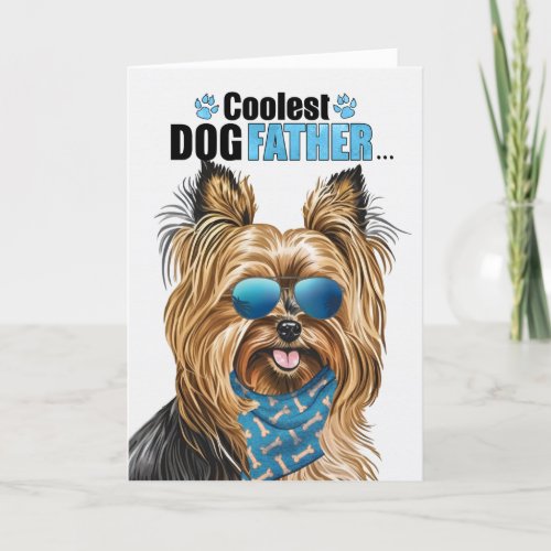 Biewer Terrier Dog Coolest Dad Ever Fathers Day Holiday Card